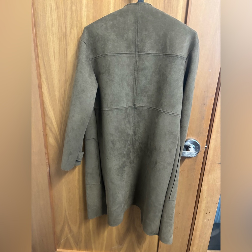 Catherine Malandrino Faux-Suede Longline Coat — XS - Picture 3 of 6